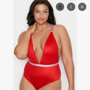 Victoria’s S Red Plunge One-Piece Swimsuit 👙